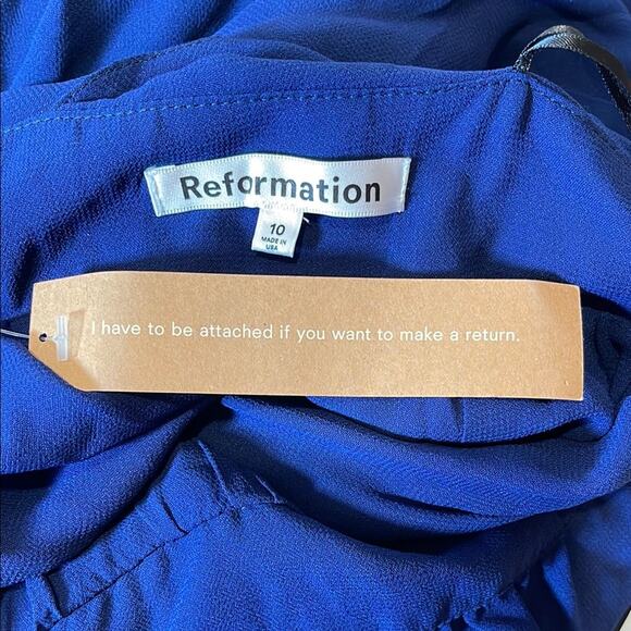 Reformation Andee Halterneck Open Back Navy Blue Maxi Dress Size 10 - Picture 8 of 9